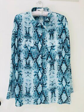 Turquoise Snake Skin Ladie's Blouse
